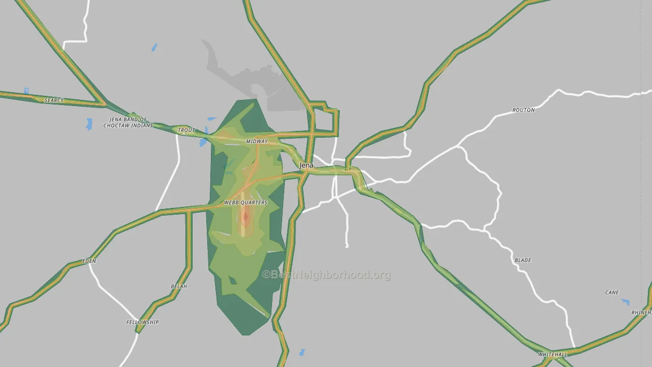 Jena, LA Map of Noise Levels in Jena