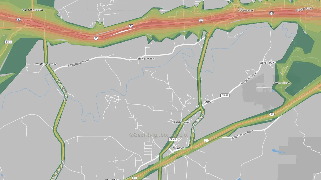 Jenifer, AL Map of Noise Levels in Jenifer