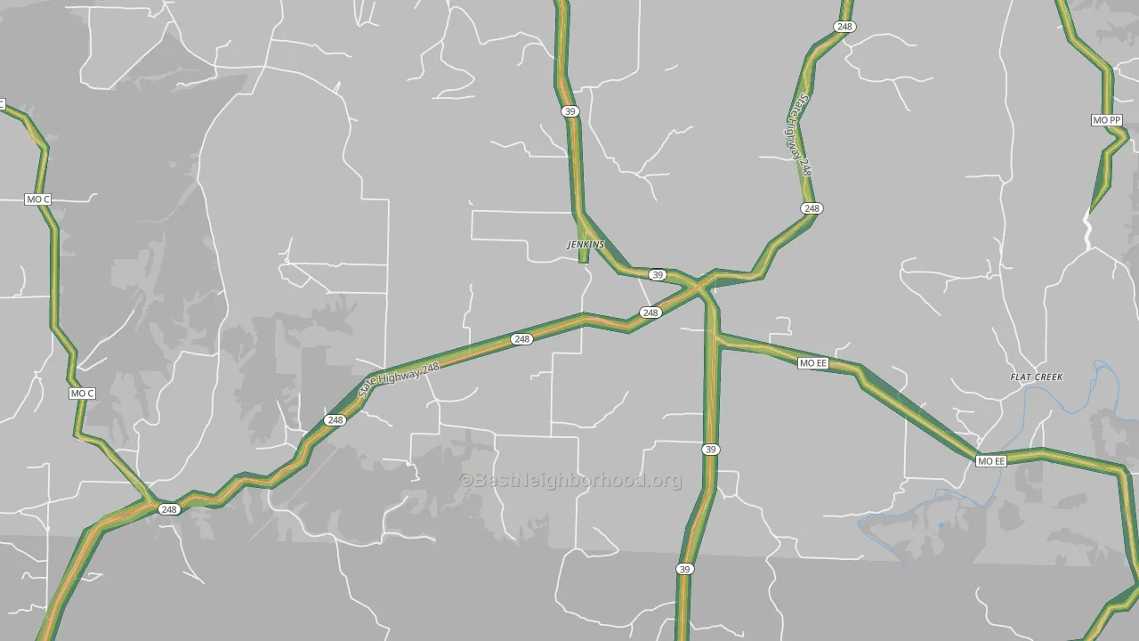 Jenkins, MO Map of Noise Levels in Jenkins