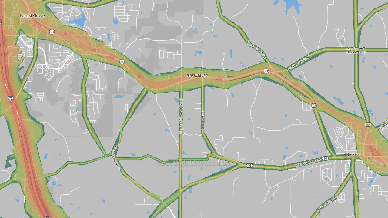 Jenkinsburg, GA Map of Noise Levels in Jenkinsburg