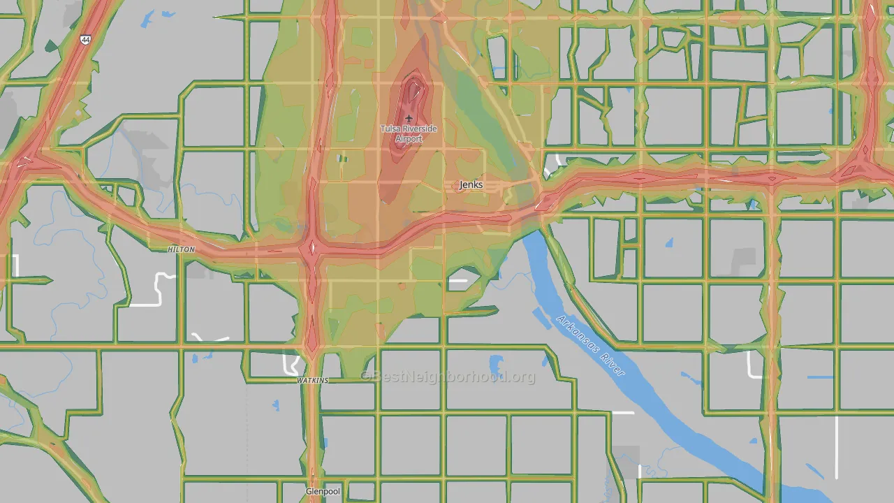 Jenks, OK Map of Noise Levels in Jenks