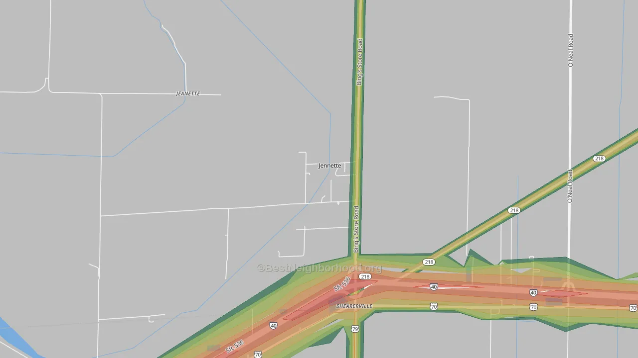Jennette, AR Map of Noise Levels in Jennette