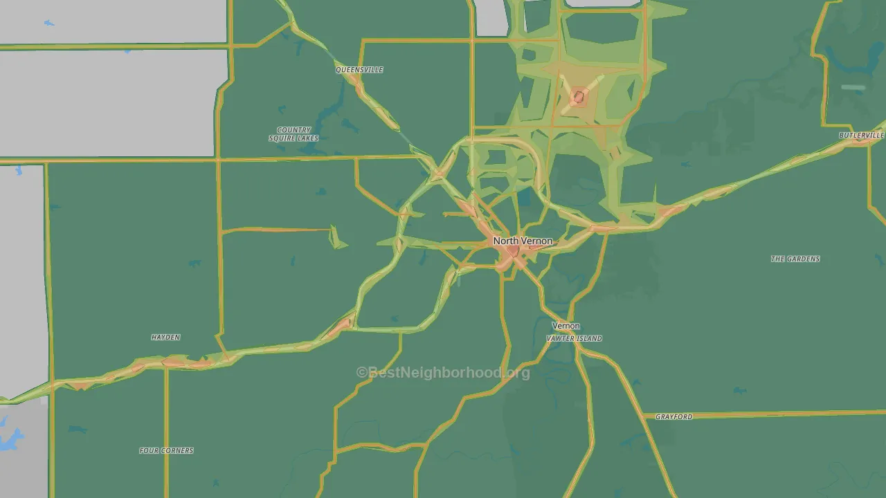 Jennings County, IN Map of Noise Levels in Jennings County