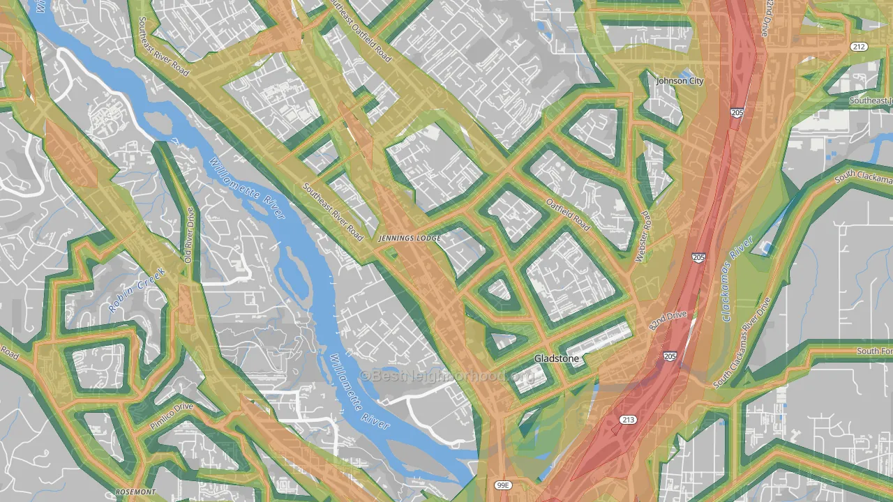 Jennings Lodge, Portland, OR Map of Noise Levels in Jennings Lodge