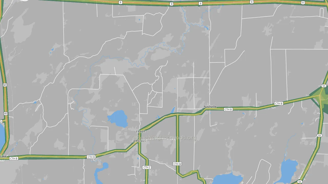 Jennings, WI Map of Noise Levels in Jennings