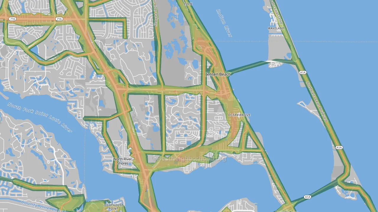 Jensen Beach, FL Map of Noise Levels in Jensen Beach