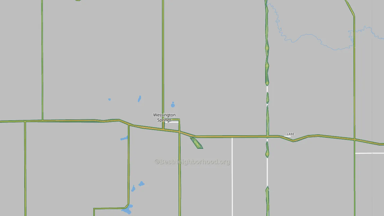 Jerauld County, SD Map of Noise Levels in Jerauld County