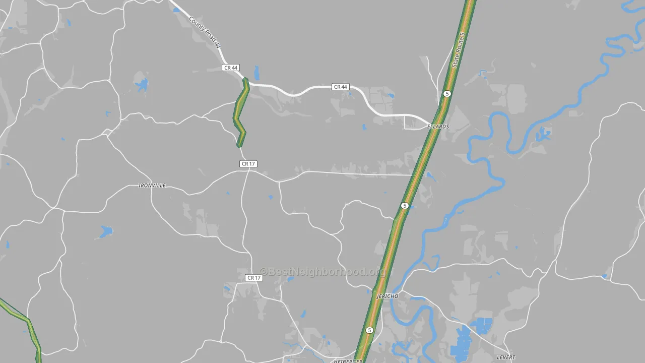 Jericho, AL Map of Noise Levels in Jericho