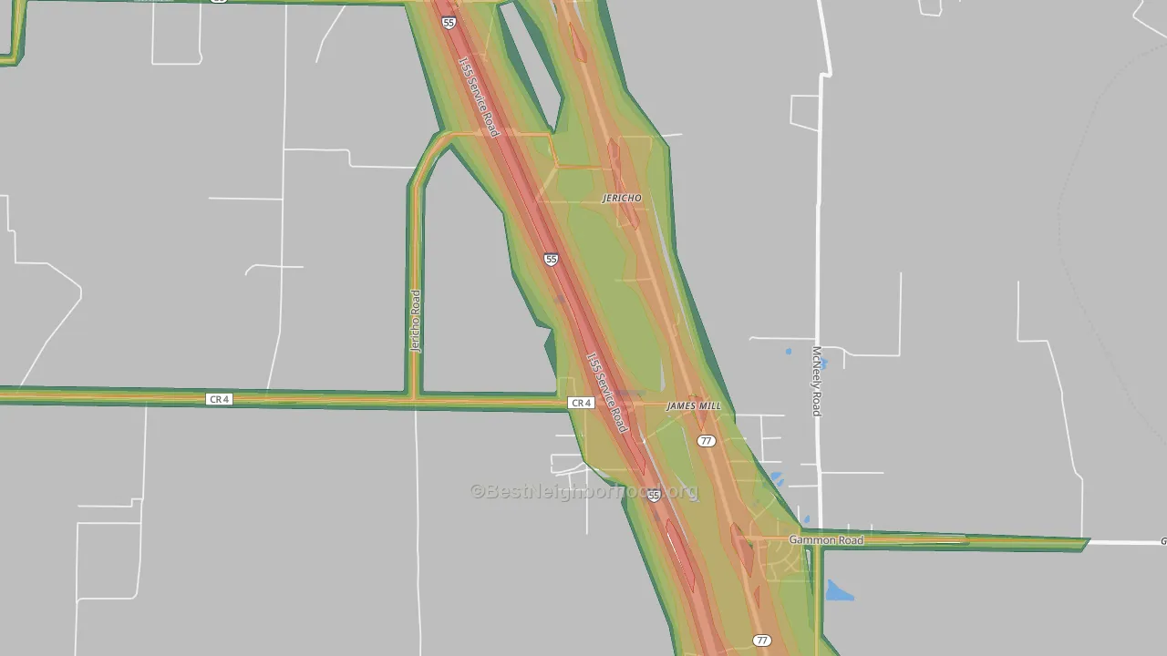Jericho, AR Map of Noise Levels in Jericho