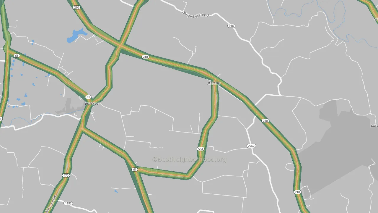Jericho, KY Map of Noise Levels in Jericho