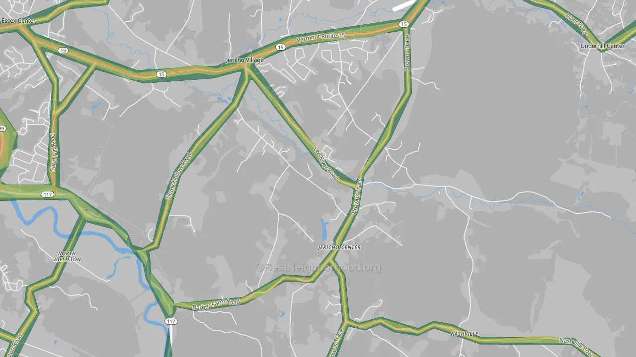 Jericho, VT Map of Noise Levels in Jericho