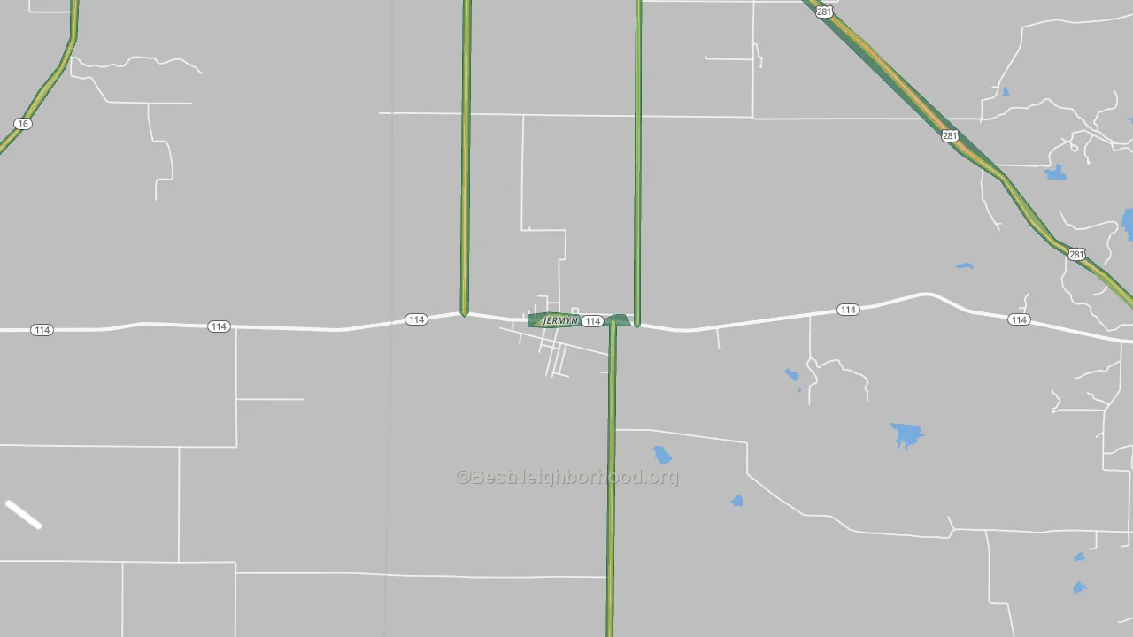 Jermyn, TX Map of Noise Levels in Jermyn