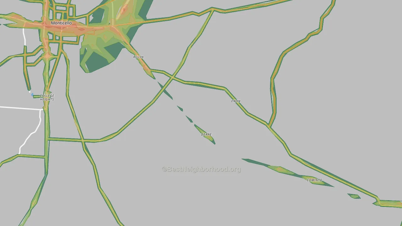 Jerome, AR Map of Noise Levels in Jerome