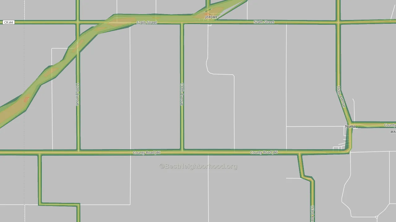 Jerome, IA Map of Noise Levels in Jerome