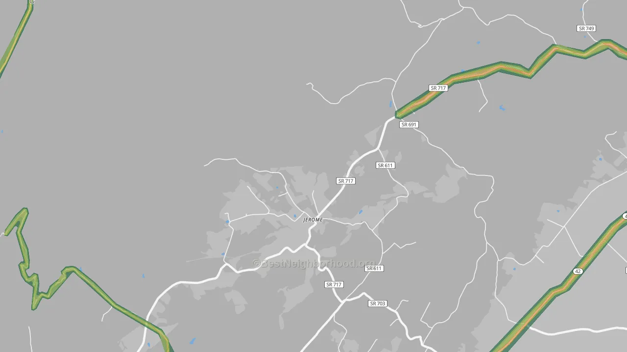 Jerome, VA Map of Noise Levels in Jerome