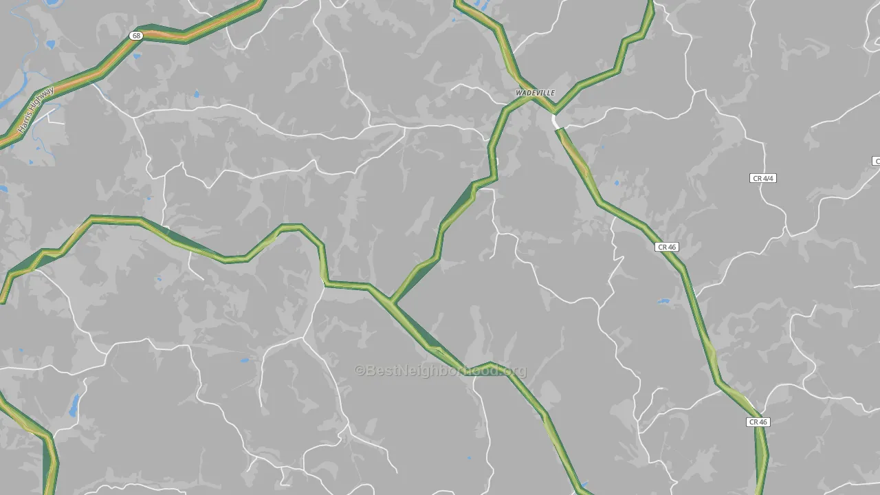 Jerrys Run, WV Map of Noise Levels in Jerrys Run