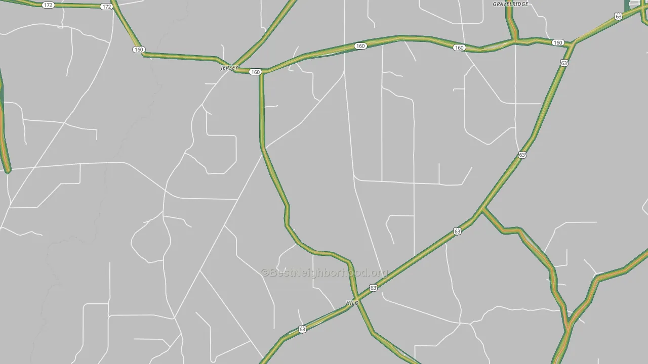 Jersey, AR Map of Noise Levels in Jersey