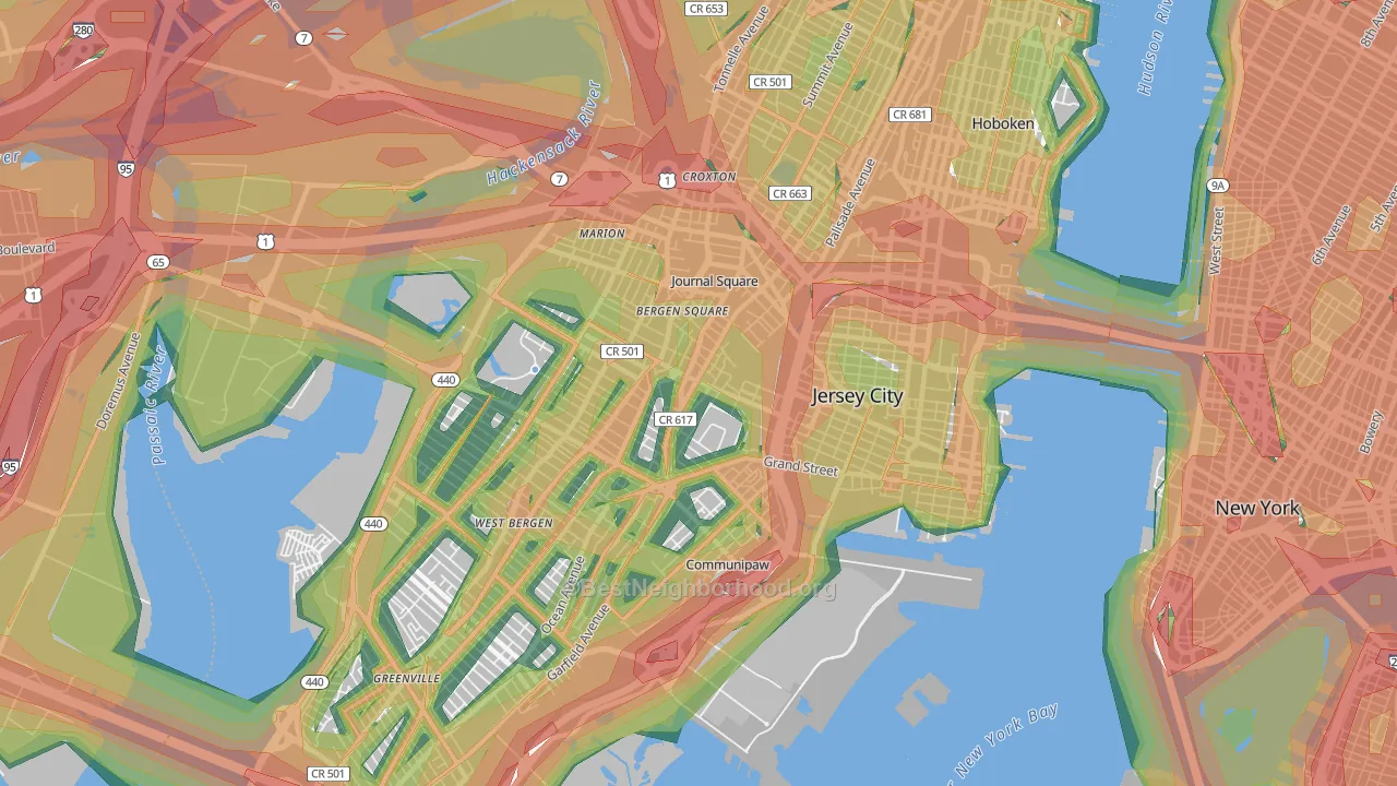 Jersey City, NJ Map of Noise Levels in Jersey City