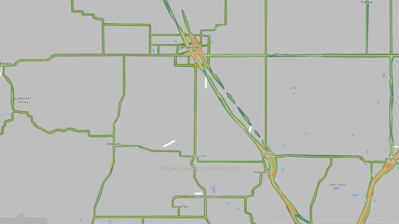 Jersey County, IL Map of Noise Levels in Jersey County