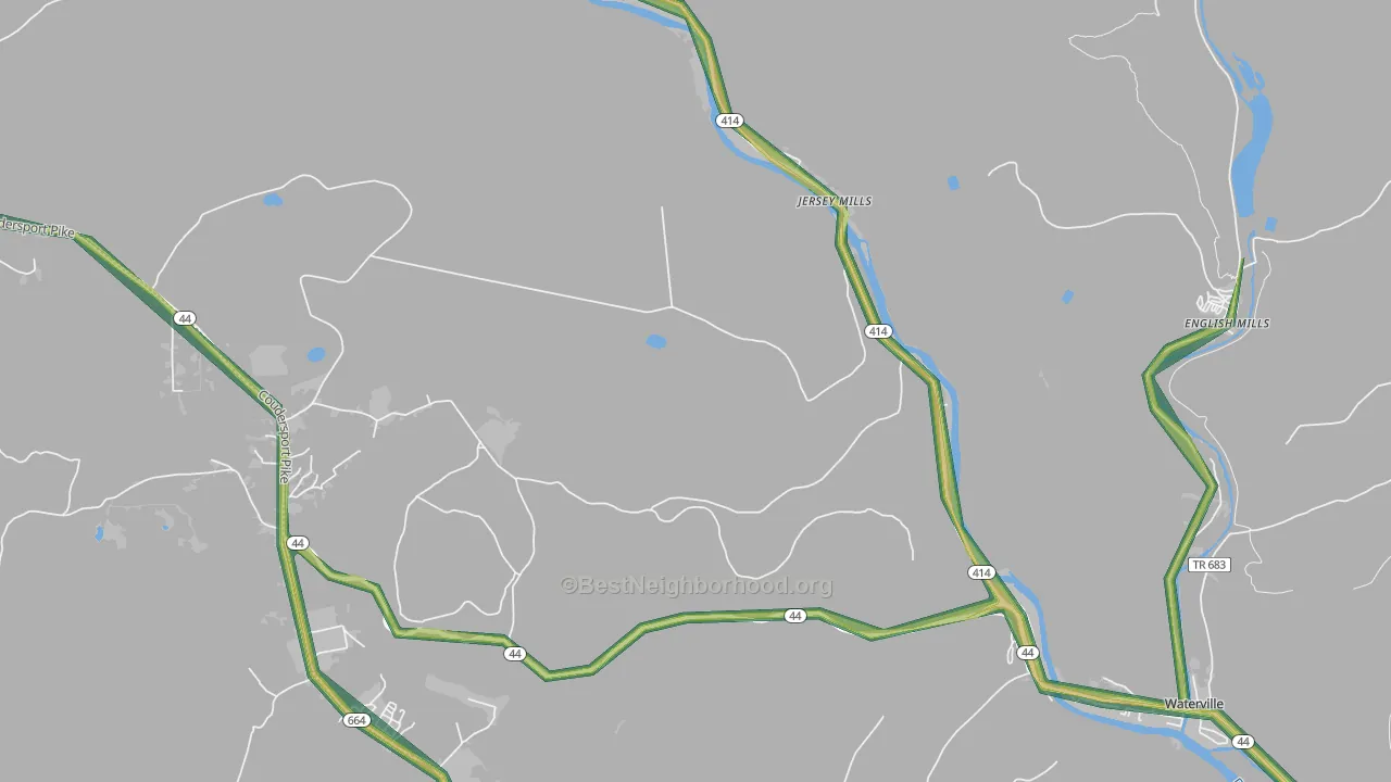 Jersey Mills, PA Map of Noise Levels in Jersey Mills