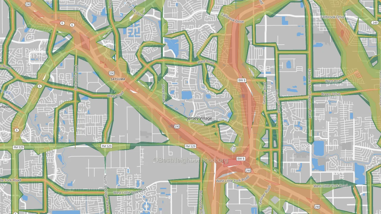 Jersey Village, TX Map of Noise Levels in Jersey Village