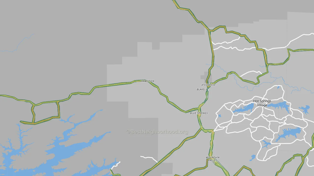 Jessieville, AR Map of Noise Levels in Jessieville