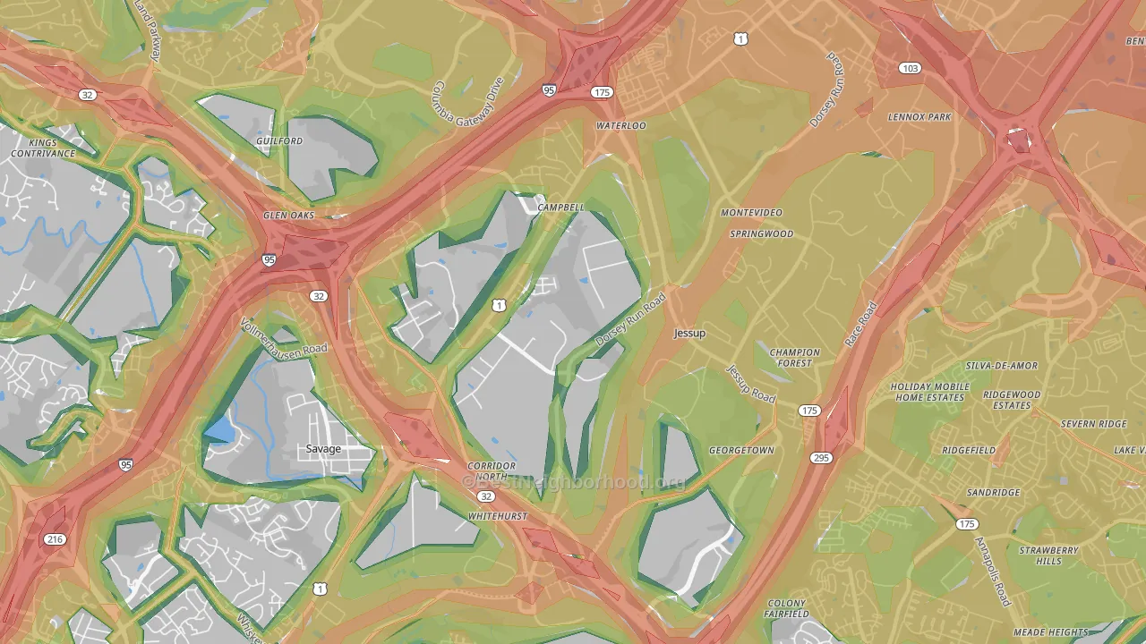Jessup, MD Map of Noise Levels in Jessup