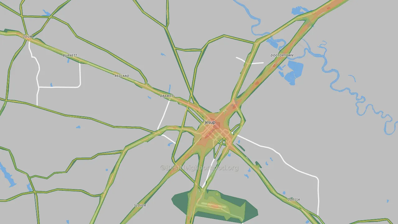 Jesup, GA Map of Noise Levels in Jesup