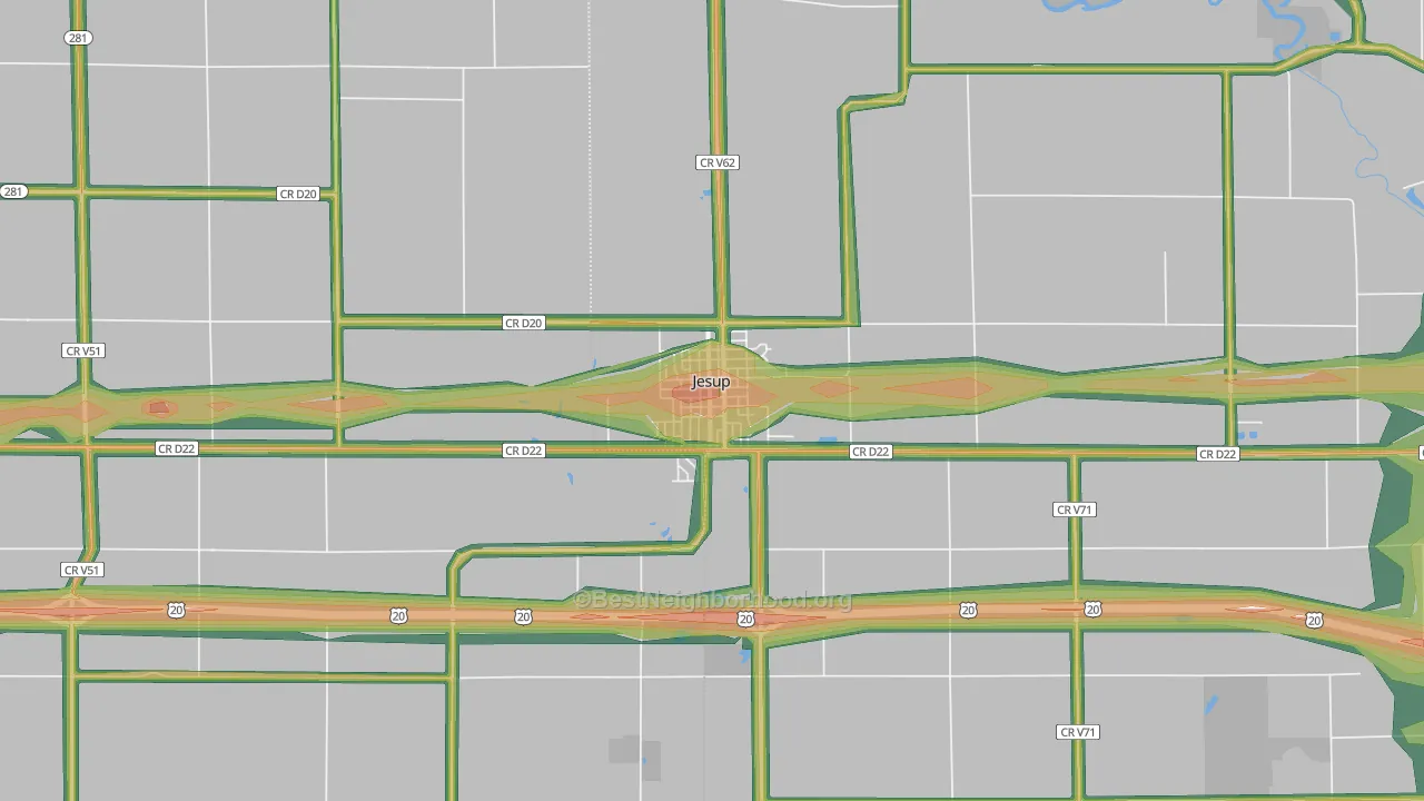 Jesup, IA Map of Noise Levels in Jesup