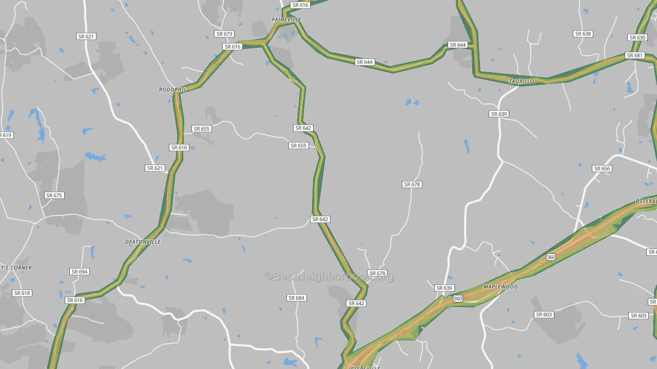 Jetersville, VA Map of Noise Levels in Jetersville