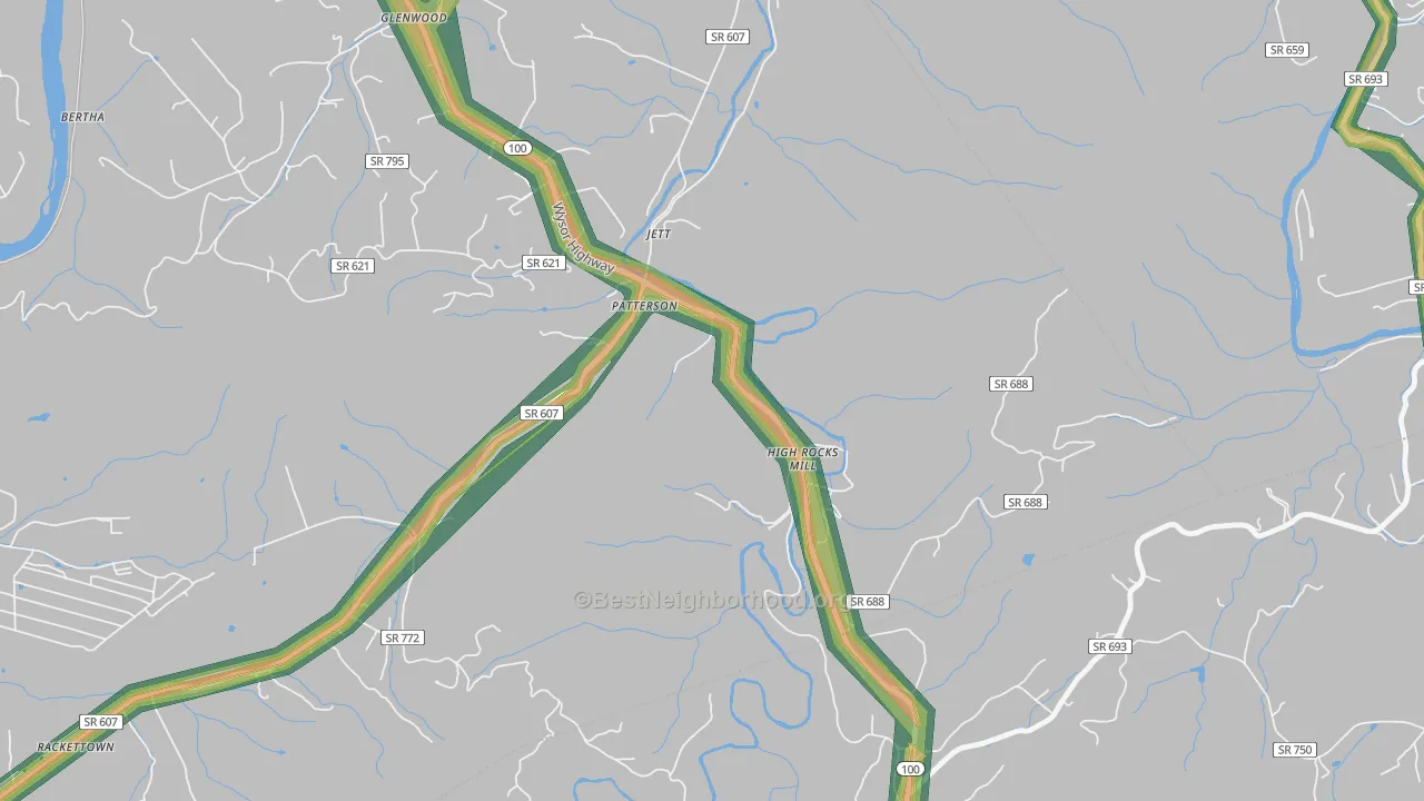 Jett, VA Map of Noise Levels in Jett