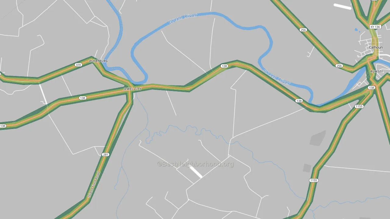 Jewel City, KY Map of Noise Levels in Jewel City