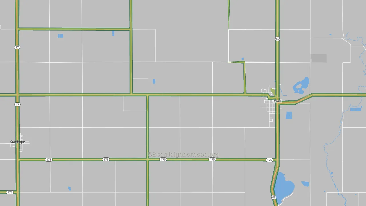 Jewell, IA Map of Noise Levels in Jewell