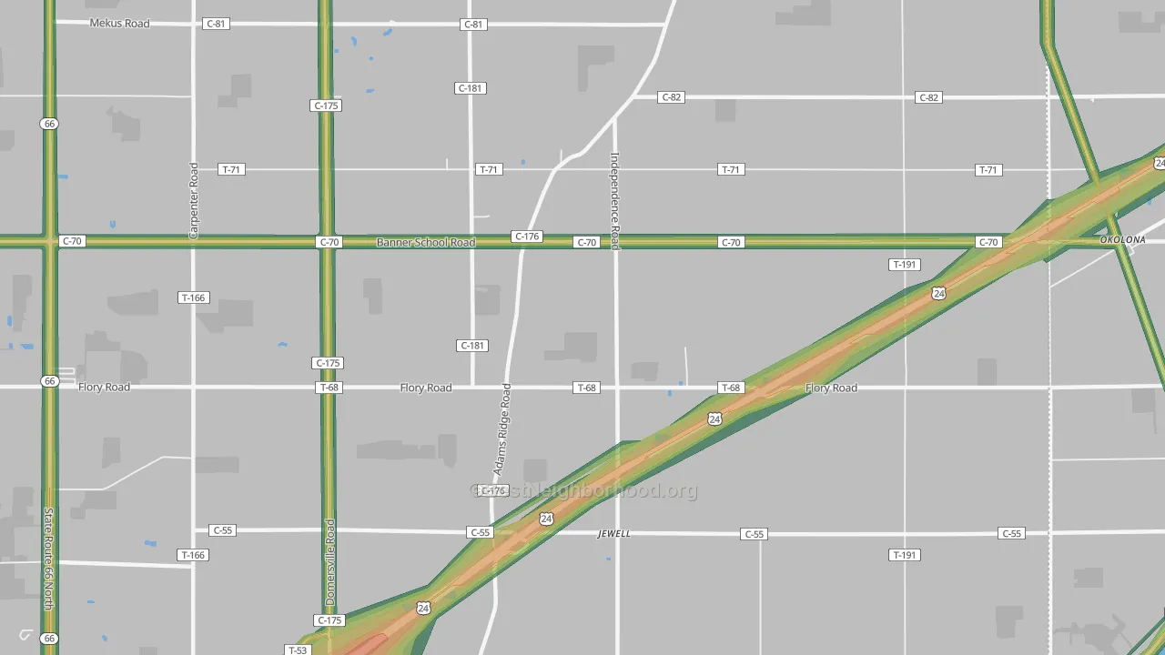 Jewell, OH Map of Noise Levels in Jewell