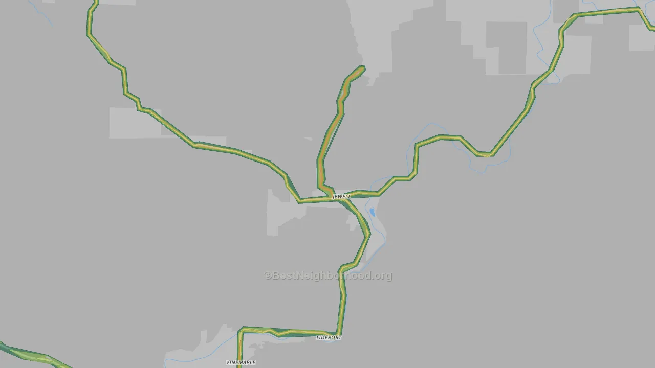 Jewell, OR Map of Noise Levels in Jewell