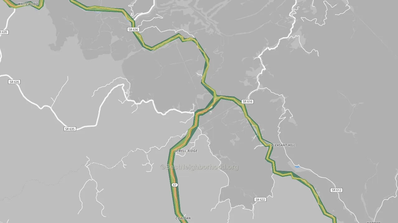 Jewell Ridge, VA Map of Noise Levels in Jewell Ridge
