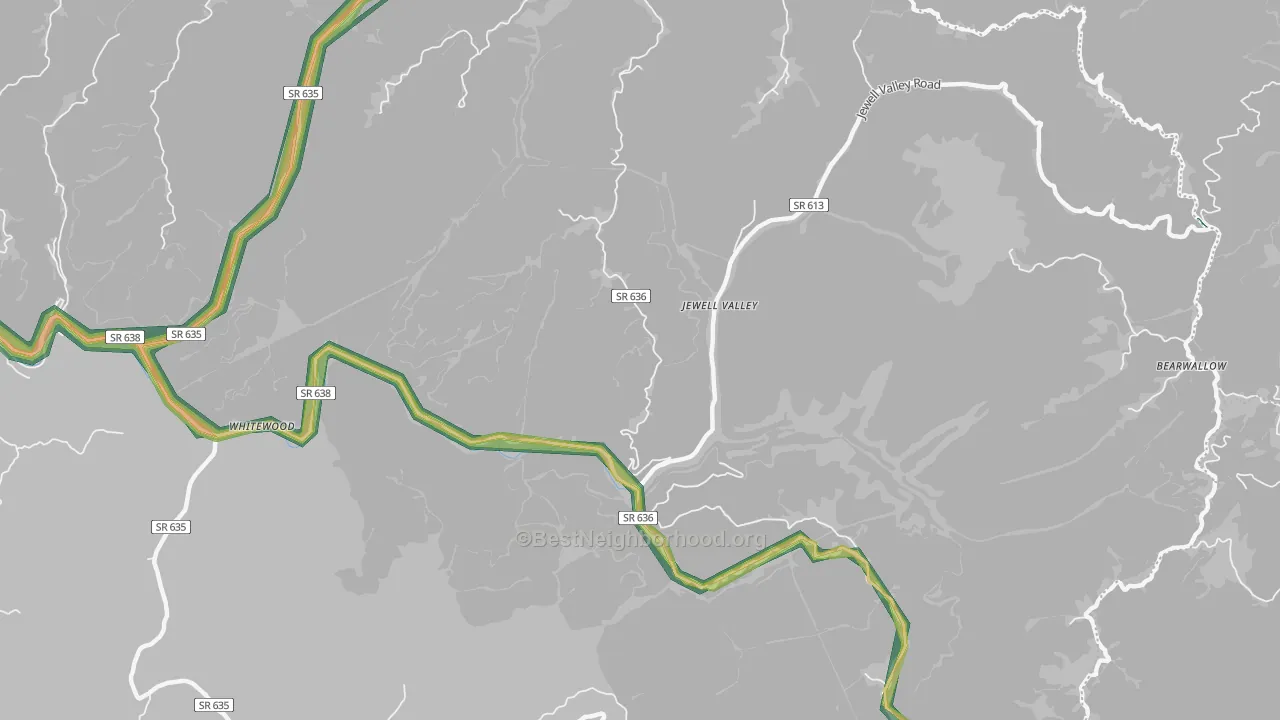 Jewell Valley, VA Map of Noise Levels in Jewell Valley