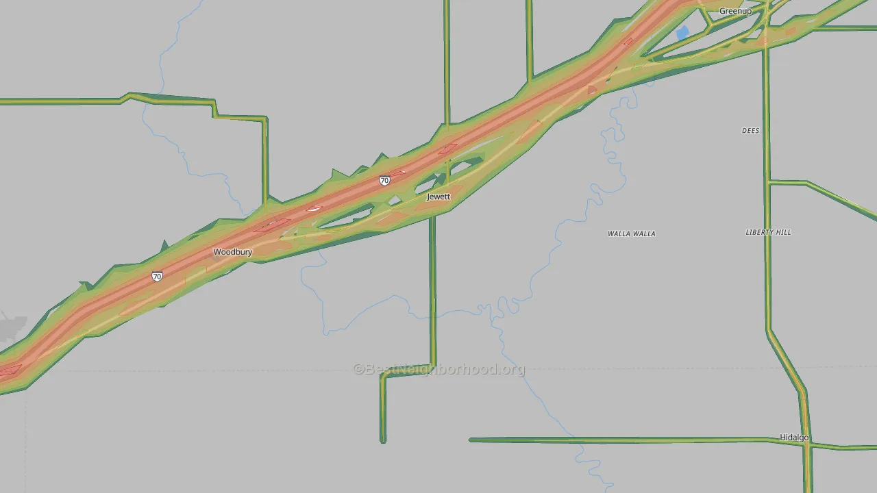Jewett, IL Map of Noise Levels in Jewett