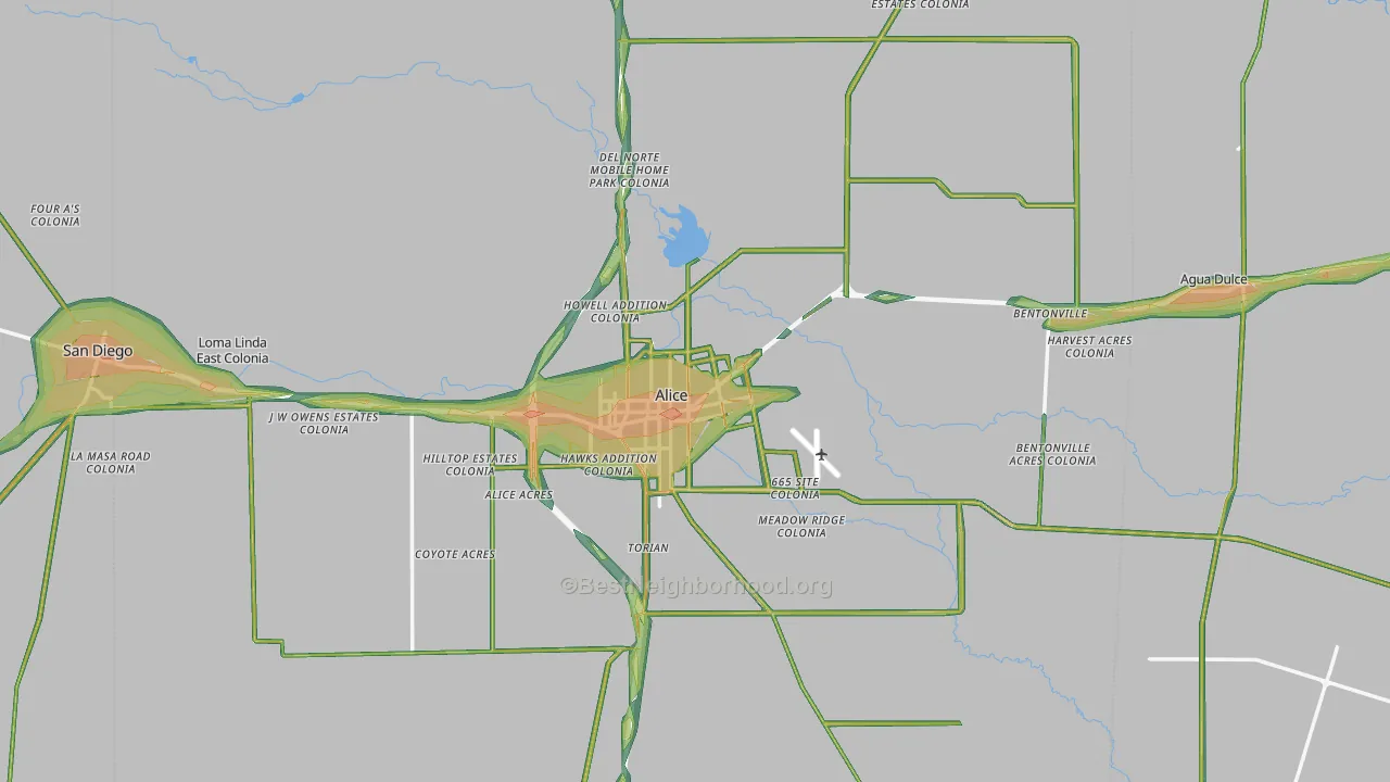 Jim Wells County, TX Map of Noise Levels in Jim Wells County