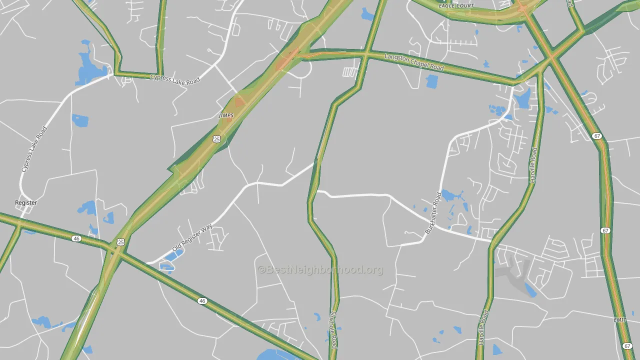 Jimps, GA Map of Noise Levels in Jimps