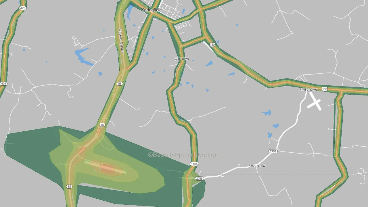 Jimtown, KY Map of Noise Levels in Jimtown
