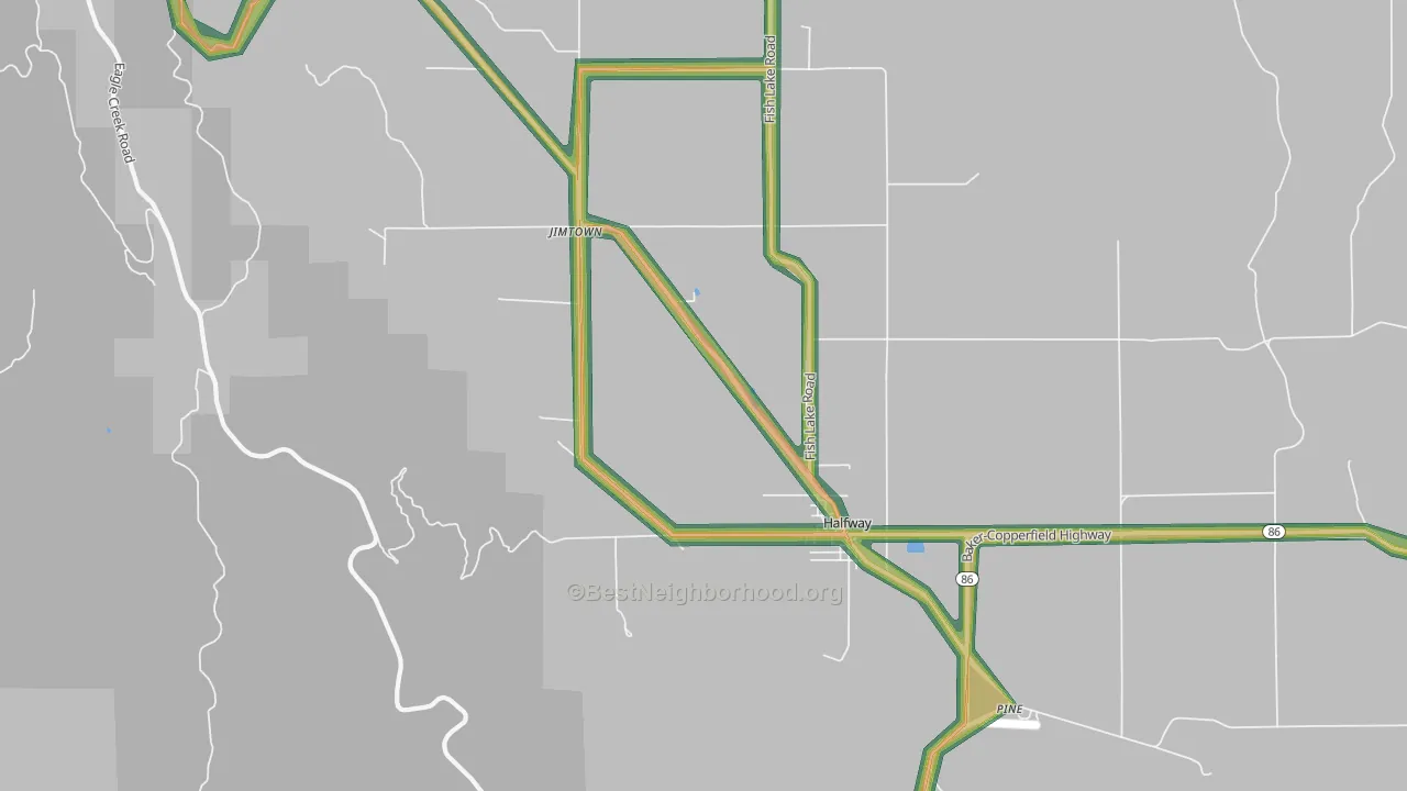 Jimtown, OR Map of Noise Levels in Jimtown