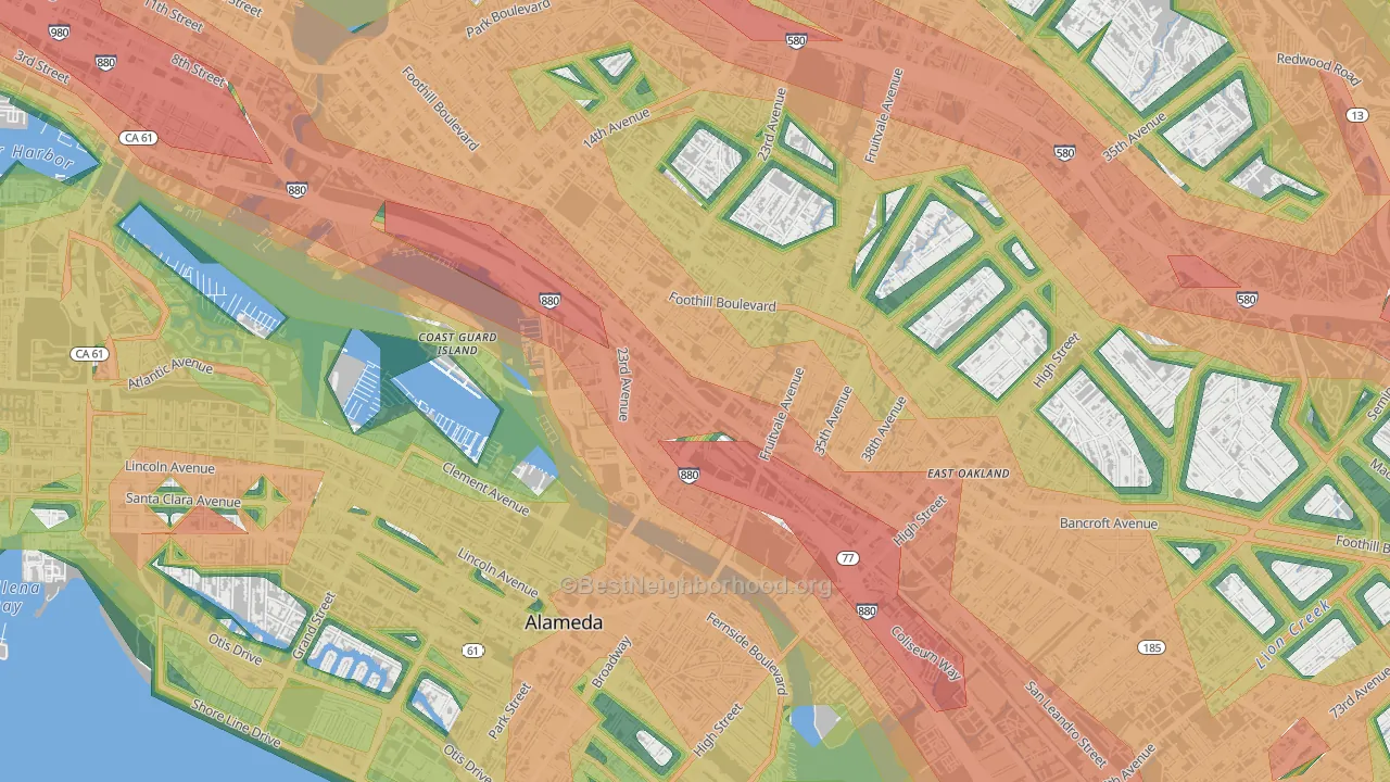 Jingletown, Oakland, CA Map of Noise Levels in Jingletown