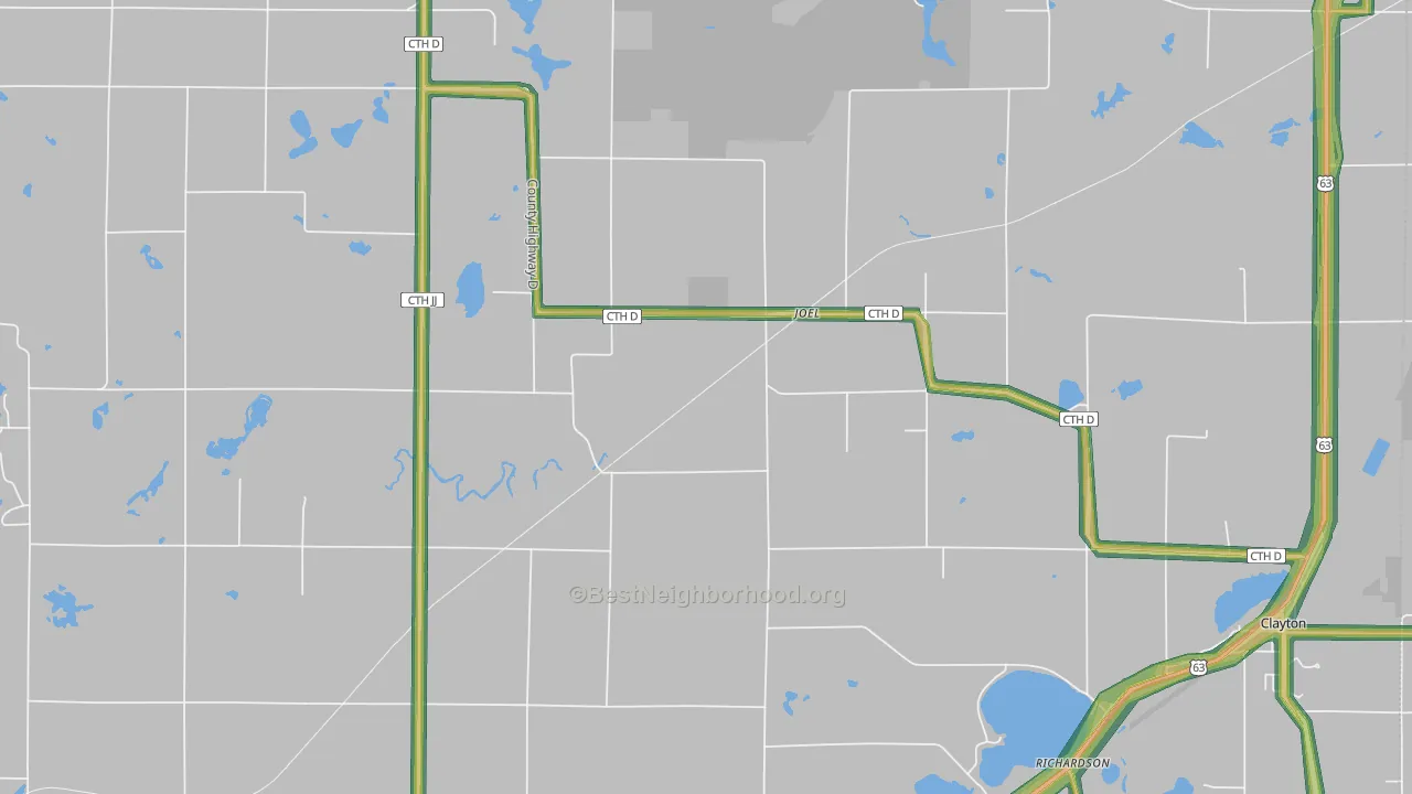 Joel, WI Map of Noise Levels in Joel