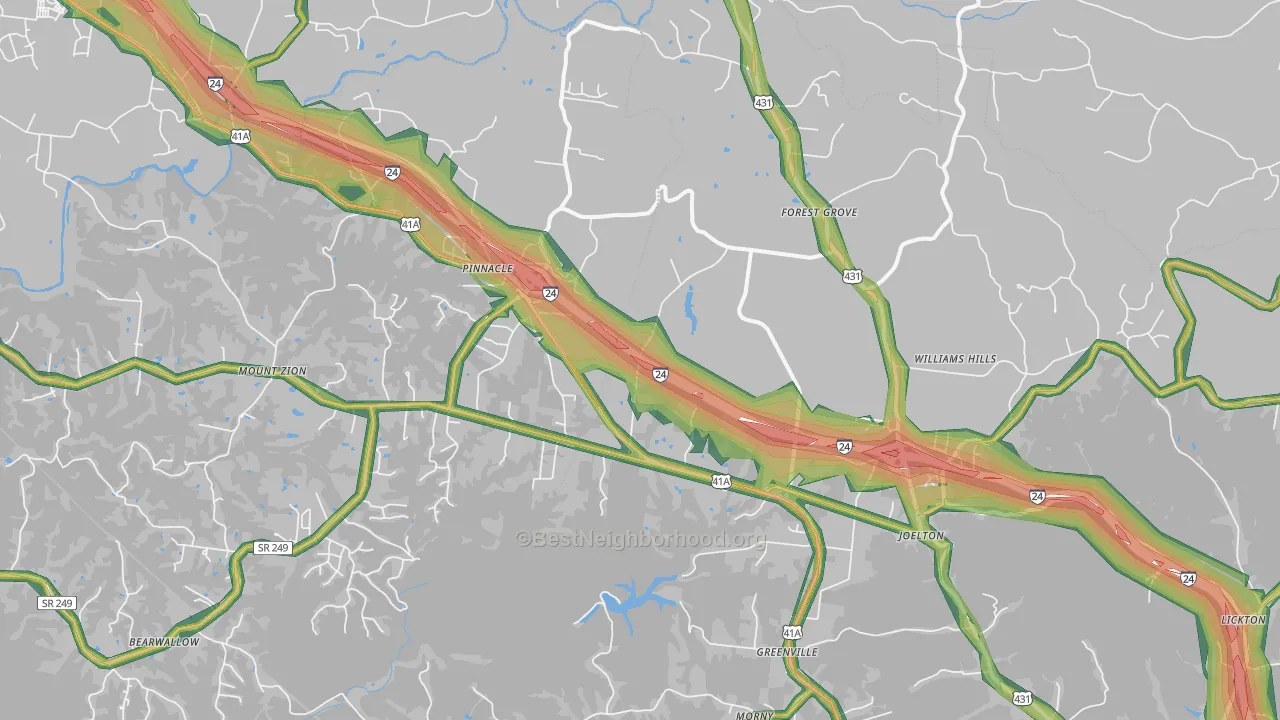 Joelton, TN Map of Noise Levels in Joelton