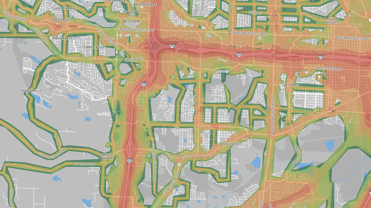 John Barrow, Little Rock, AR Map of Noise Levels in John Barrow