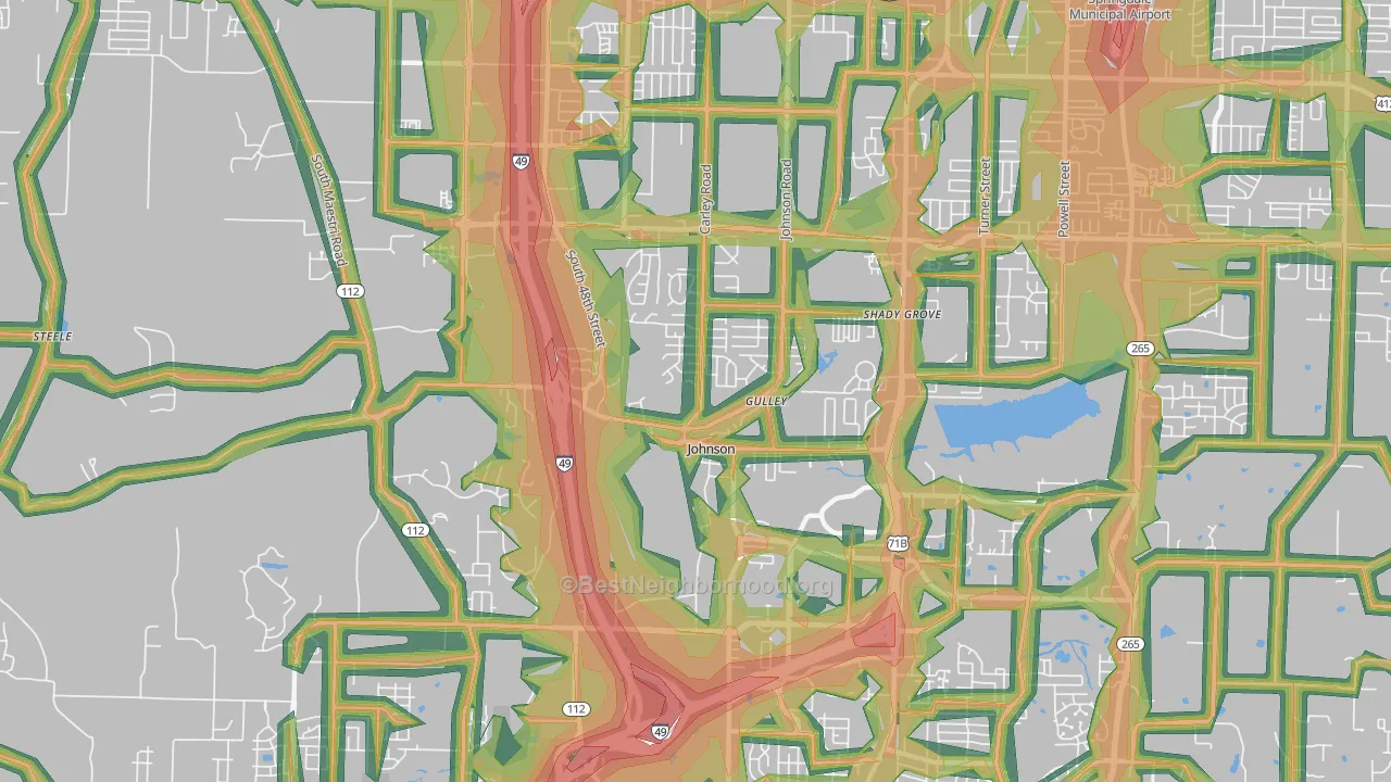 Johnson, AR Map of Noise Levels in Johnson