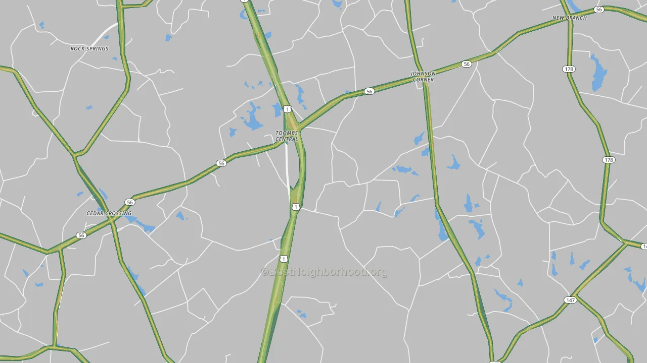 Johnson Corner, GA Map of Noise Levels in Johnson Corner