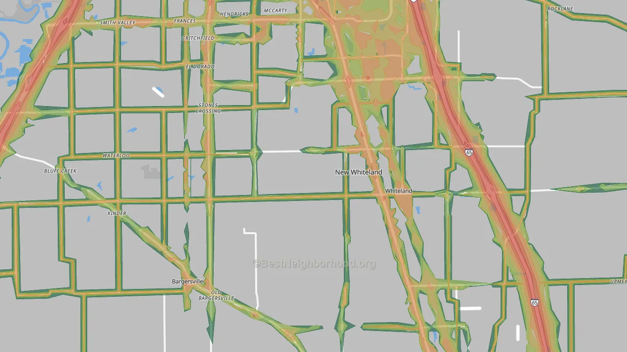 Johnson County, IN Map of Noise Levels in Johnson County