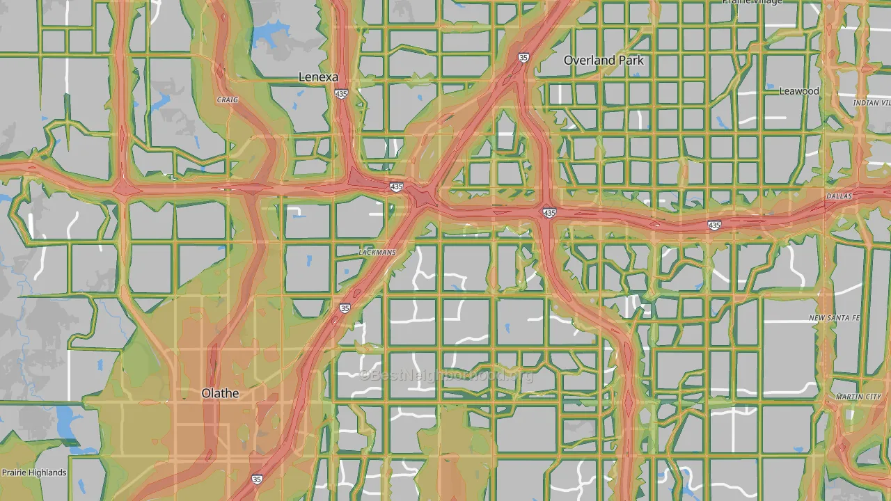 Johnson County, KS Map of Noise Levels in Johnson County
